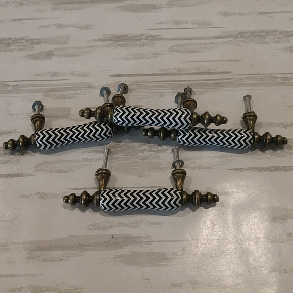 Accents Chevron Black And White Brass Drawer Pulls Poshmark